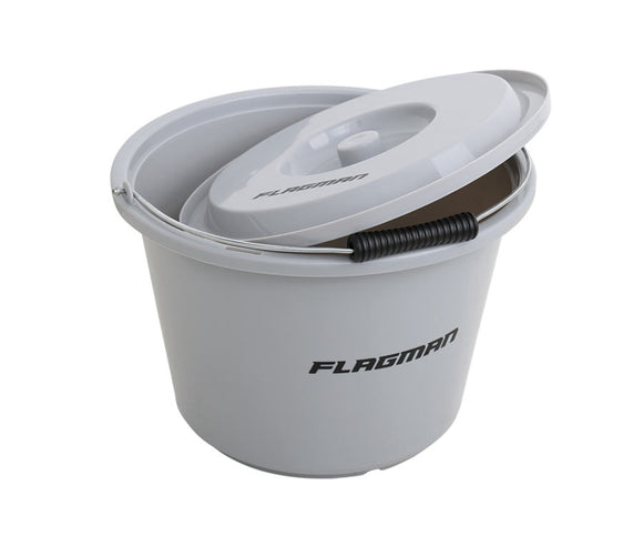 Ведро с крышкой для прикормки Flagman Bucket with cover grey 12 L