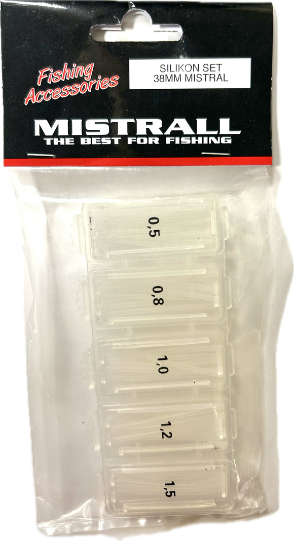 Mistrall silikona trubiņas seti pludiņiem 38mm - 0.5, 0.8, 1.0, 1.2, 1.5